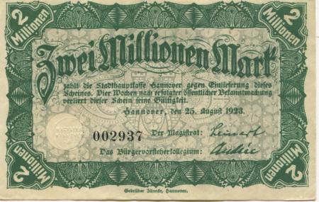 Hannover - Stadt - 25.8.1923 - 2 Millionen Mark 