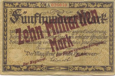 Hannover - Stadt - -- - 10 Milliarden Mark 
