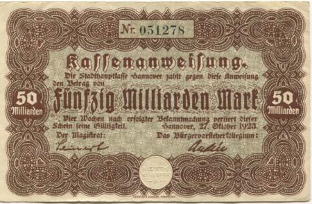 Hannover - Stadt - 27.10.1923 - 50 Milliarden Mark 