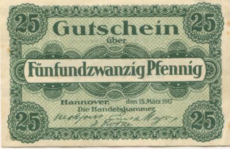 Hannover - Handelskammer - 15.3.1917 - 25 Pfennig 