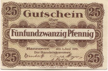 Hannover - Handelskammer - 1.6.1919 - 25 Pfennig 
