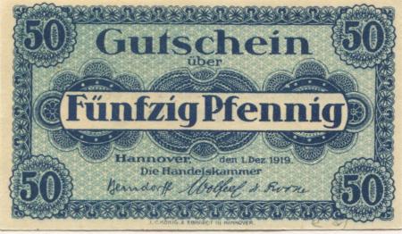 Hannover - Handelskammer - 1.12.1919 - 50 Pfennig 