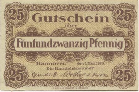 Hannover - Handelskammer - 1.3.1920 - 25 Pfennig 