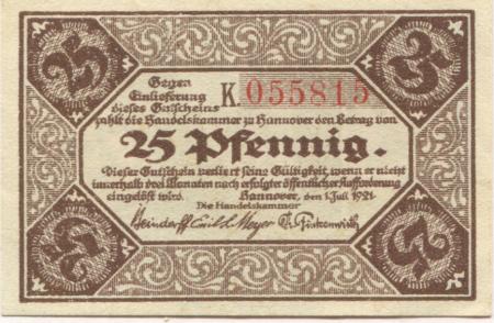 Hannover - Handelskammer - 1.7.1921 - 25 Pfennig 