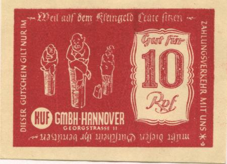 Hannover - KuF GmbH, Georgstr. 11 - -- - 10 Pfennig 