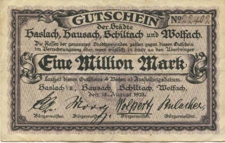 Hausach - Stadt - 18.8.1923 - 1 Million Mark 