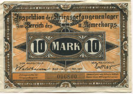 Havelberg - Inspektion der Kriegsgefangenenlager im Bereich des III.Armeekorps - 1.10.1917 - 10 Mark 