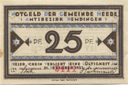 Heede - Gemeinde - - 31.12.1921 - 25 Pfennig 