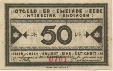 Heede - Gemeinde - - 31.12.1921 - 50 Pfennig 