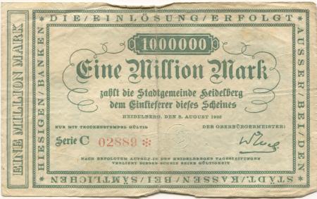 Heidelberg - Stadt - 8.8.1923 - 1 Million Mark 