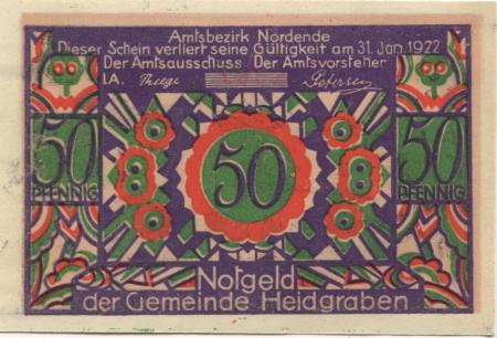 Heidgraben - Gemeinde - - 31.1.1922 - 50 Pfennig 
