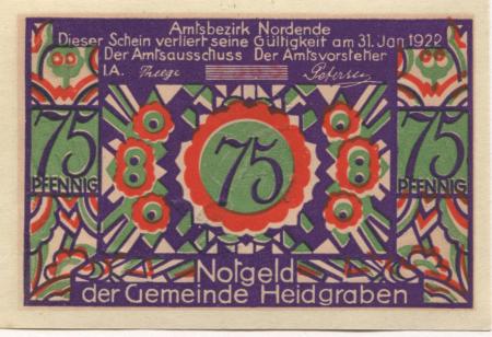 Heidgraben - Gemeinde - - 31.1.1922 - 75 Pfennig 