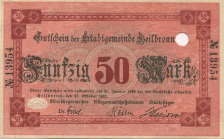 Heilbronn - Stadt - 17.10.1918 - 31.1.1919 - 50 Mark 