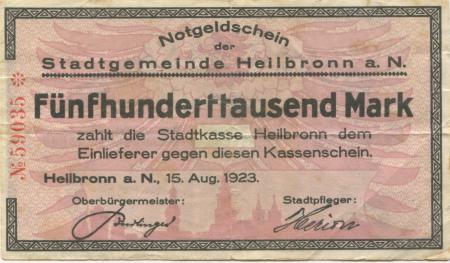 Heilbronn - Stadt - 15.8.1923 - 500000 Mark 