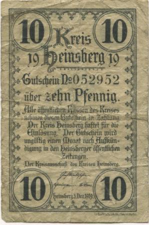 Heinsberg  - Kreis - 5.12.1919 - 10 Pfennig 