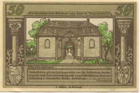 Heisterbach (heute: Königswinter) - Hermanns, Direktor Klostermuseumsverwaltung - 1.11.1921 - 50 Pfennig 