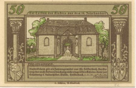 Heisterbach (heute: Königswinter) - Hermanns, Direktor Klostermuseumsverwaltung - 1.11.1921 - 50 Pfennig 