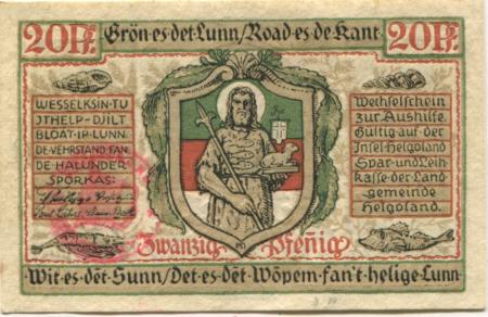 Helgoland - Spar- und Leihkasse - April 1921 - 20 Pfennig 
