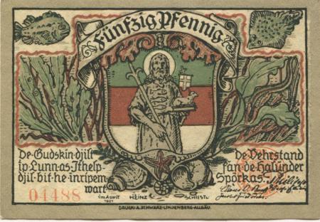 Helgoland - Spar- und Leihkasse - April 1921 - 50 Pfennig 
