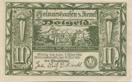 Helmarshausen (heute: Karlshafen (Bad)) - 15.5.1921 - 1.3.1922 - 1 Mark 