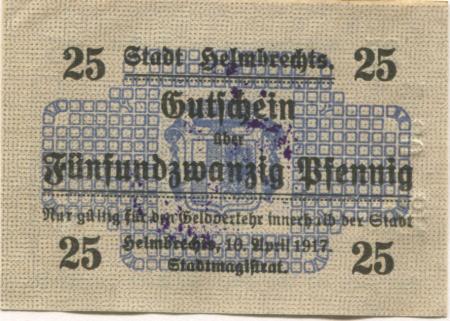Helmbrechts - Stadt - 10.4.1917 - 25 Pfennig 