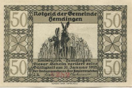 Hemdingen  - Gemeinde - - 31.12.1922 - 25 Pfennig 