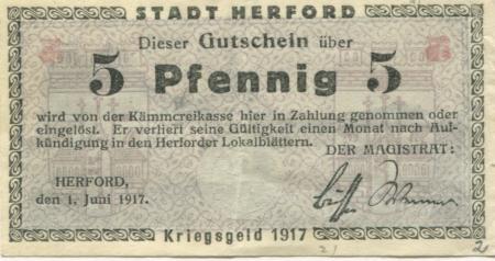 Herford - Stadt - 1.6.1917 - 5 Pfennig 