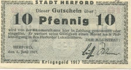 Herford - Stadt - 1.6.1917 - 10 Pfennig 