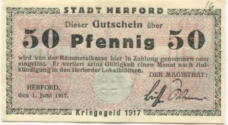 Herford - Stadt - 1.6.1917 - 50 Pfennig 