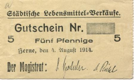 Herne - Stadt - 4.8.1914 - 5 Pfennig 