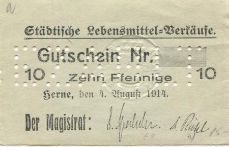 Herne - Stadt - 4.8.1914 - 10 Pfennig 