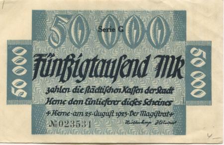 Herne - Stadt - 25.8.1923 - 50000 Mark 