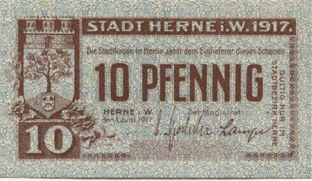 Herne - Stadt - 1.6.1917 - 10 Pfennig 