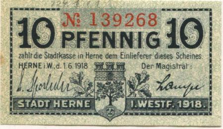 Herne - Stadt - 1.6.1918 - 10 Pfennig 