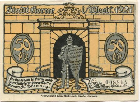 Herne - Stadt - 1.7.1921 - 50 Pfennig 