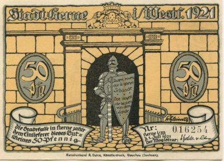 Herne - Stadt - 1.7.1921 - 50 Pfennig 