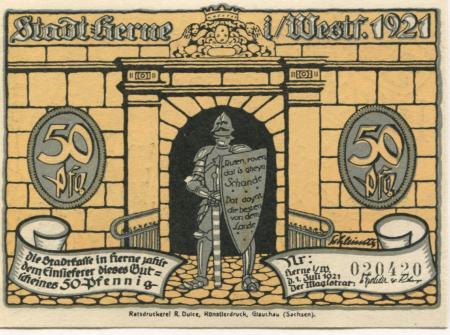 Herne - Stadt - 1.7.1921 - 50 Pfennig 