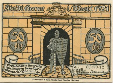 Herne - Stadt - 1.7.1921 - 50 Pfennig 