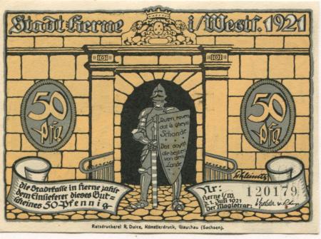 Herne - Stadt - 1.7.1921 - 50 Pfennig 