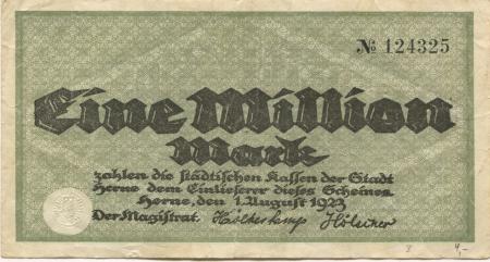 Herne - Stadt - 1.8.1923 - 1 Million Mark 