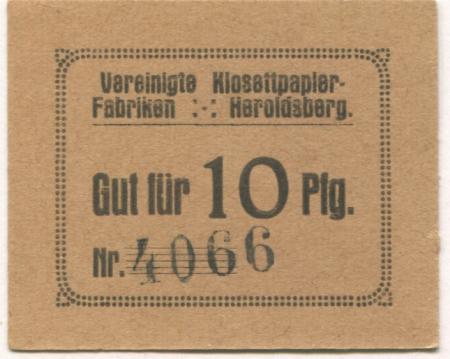 Heroldsberg - Vereinigte Klosettpapier-Fabriken Nürnberg, Betrieb Heroldsberg - -- - 10 Pfennig 