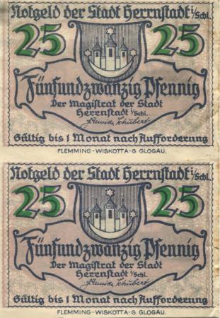 Herrnstadt (heute: PL-Wasosz) - Stadt - -- - (50) Pfennig 