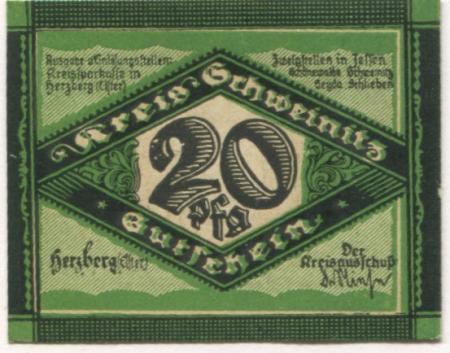 Herzberg - Kreis Schweinitz - -- - 20 Pfennig 