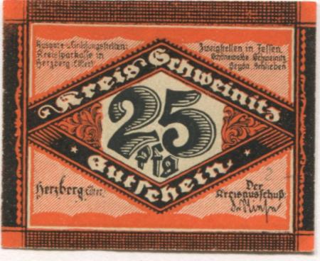 Herzberg - Kreis Schweinitz - -- - 25 Pfennig 