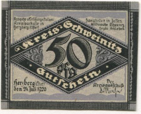 Herzberg - Kreis Schweinitz - 24.7.1920 - 50 Pfennig 