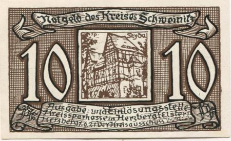 Herzberg - Kreis Schweinitz - 1.6.1921 - 10 Pfennig 