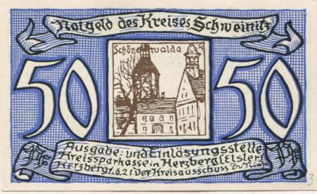 Herzberg - Kreis Schweinitz - 1.6.1921 - 50 Pfennig 