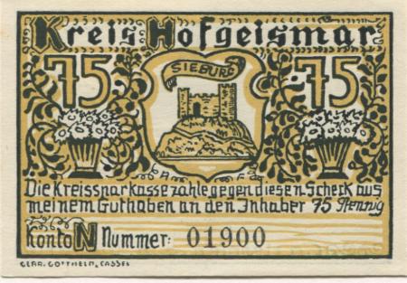Hofgeismar - Kreis - -- - 75 Pfennig 