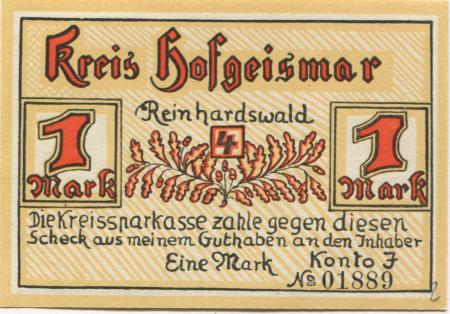 Hofgeismar - Kreis - -- - 1 Mark 