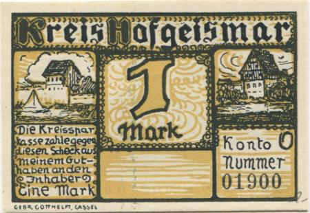 Hofgeismar - Kreis - -- - 1 Mark 